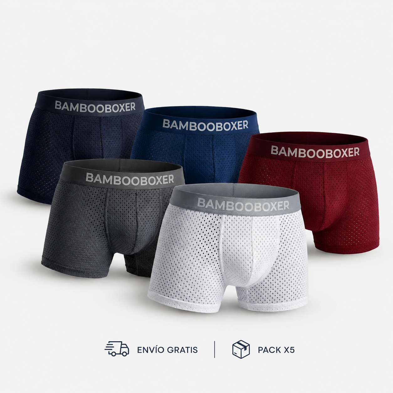 CoolBamboo™ – Pack de 4 Boxers de Tela de Bambú
