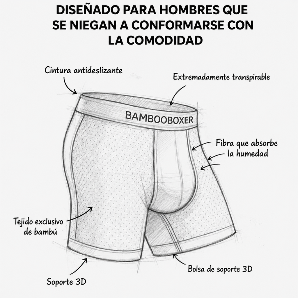 CoolBamboo™ – Pack de 4 Boxers de Tela de Bambú